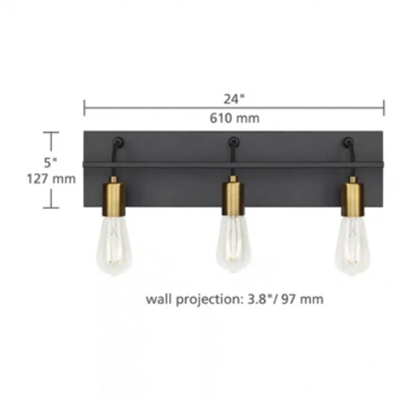 Tech Lighting BA1082BLAB Tae 3 Light 24"W Bathroom Vanity Light - Black - Picture 3 of 3